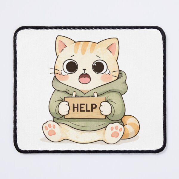 Item preview, Help Cat | Cute Kawaii Aesthetic | Overwhelmed Mood Design designed and sold by The Mood Index.