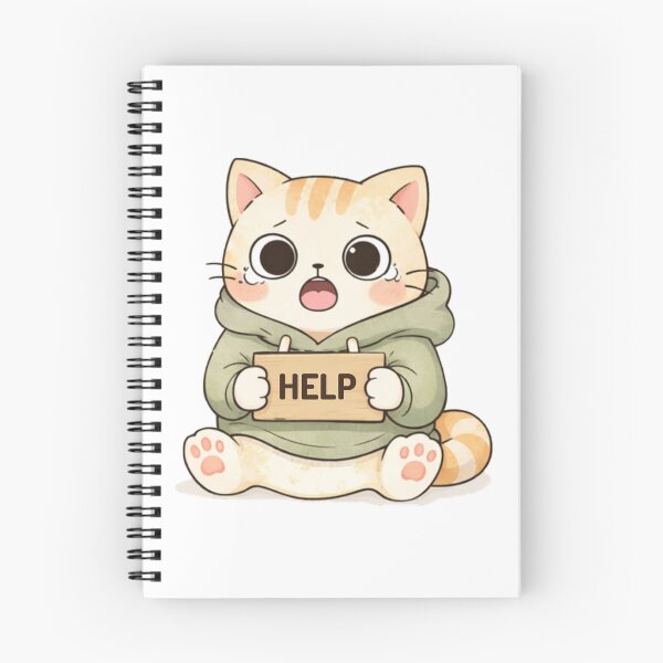 Item preview, Help Cat | Cute Kawaii Aesthetic | Overwhelmed Mood Design designed and sold by The Mood Index.