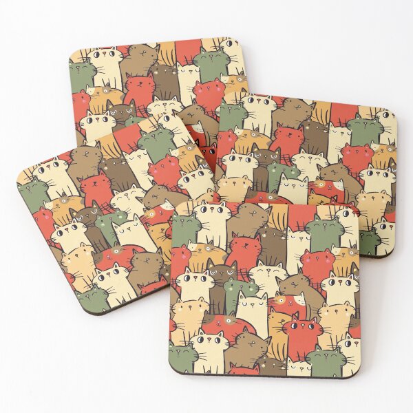 Item preview, Cute Cat Pattern - Cartoon Kitty Illustration Design designed and sold by Rangmanch.