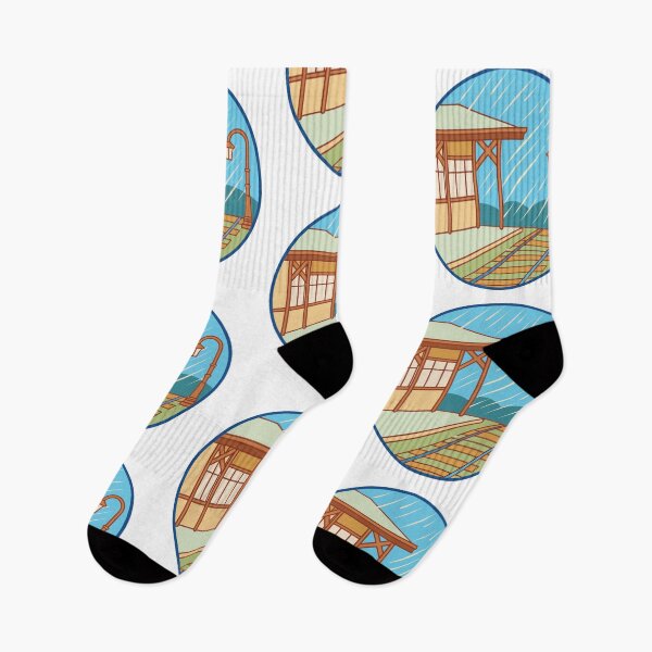 Item preview, nostalgic train station during sunset rain designed and sold by Senglaopattern.