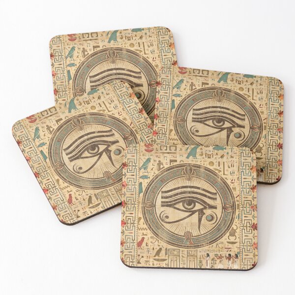 Item preview, Eye of Horus Papyrus - Ancient Egyptian Hieroglyphs Mandalas Art designed and sold by GulfSignature.