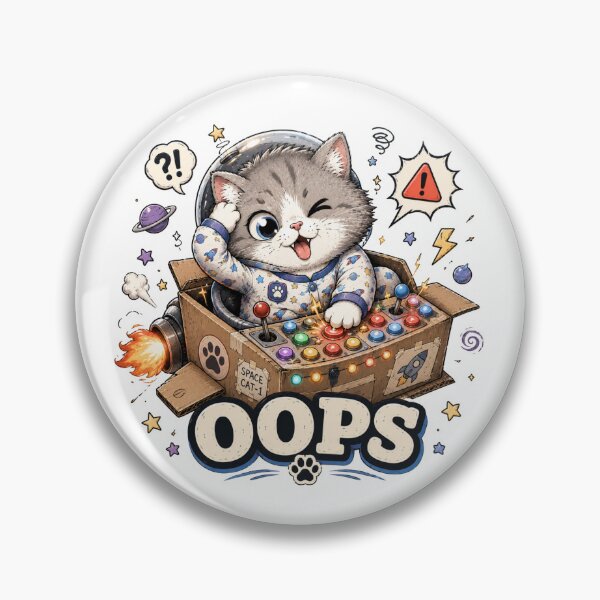 Item preview, Space Cat Oops - Funny Astro Kitten Cockpit Panic designed and sold by UvooArt.