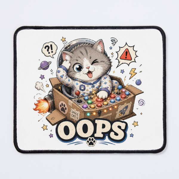 Item preview, Space Cat Oops - Funny Astro Kitten Cockpit Panic designed and sold by UvooArt.