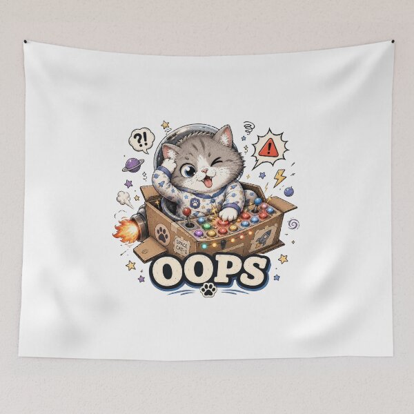 Item preview, Space Cat Oops - Funny Astro Kitten Cockpit Panic designed and sold by UvooArt.