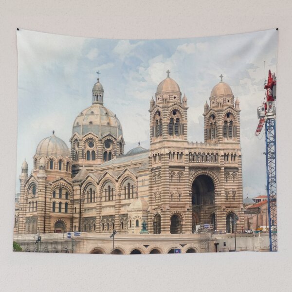Item preview, Cathedrale de la Major — Digital Watercolour Fine Art from Real Photography, Marseille, France designed and sold by M.ALK.Watercolor.