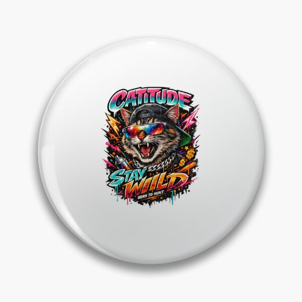 Item preview, Cattitude Stay Wild Retro Streetwear Cat designed and sold by AchraffPrint.
