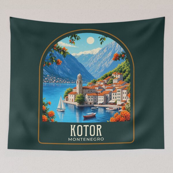 Item preview, Kotor Vintage Travel Illustration designed and sold by HomeLivingCo.