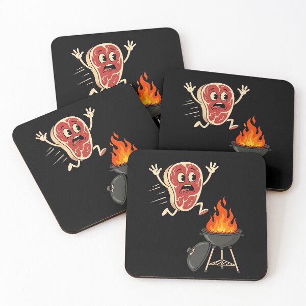 Item preview, Scared Steak Running Barbecue Grill Humor designed and sold by SofenArt.