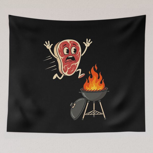 Item preview, Scared Steak Running Barbecue Grill Humor designed and sold by SofenArt.