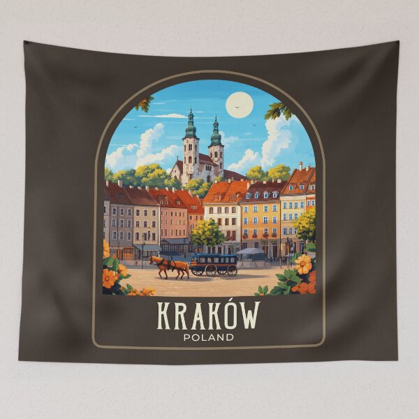 Item preview, Kraków Vintage Travel Illustration designed and sold by HomeLivingCo.