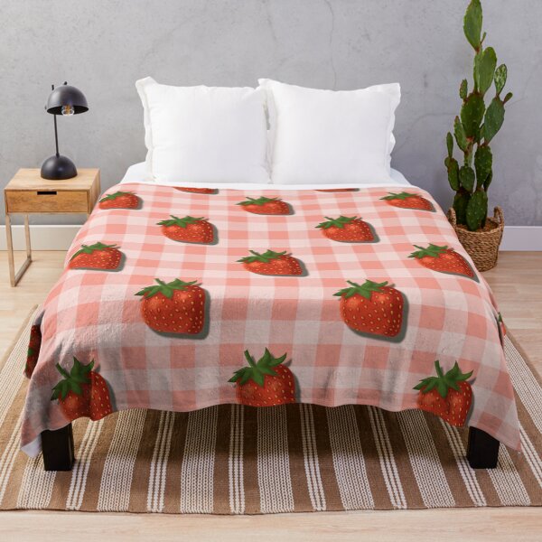 Item preview, Strawberries on pink gingham, whimsy cottagecore vibe designed and sold by OhNoNotAgain42.