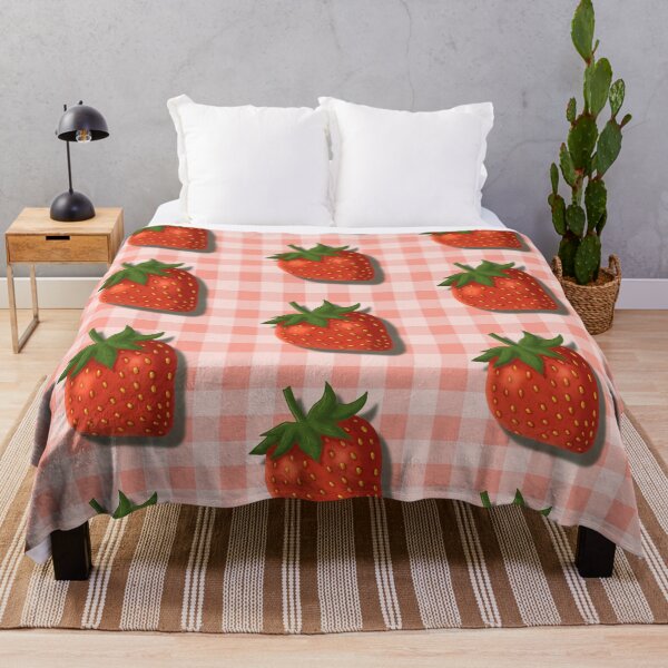 Item preview, Strawberries on pink gingham, whimsy, cottagecore vibe designed and sold by OhNoNotAgain42.