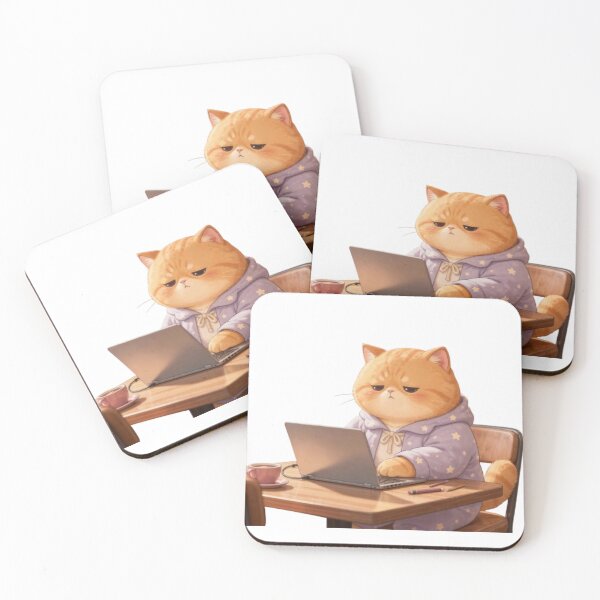 Item preview, Tired Laptop Cat Overworked Burnout  designed and sold by Moody Vibes Studio.
