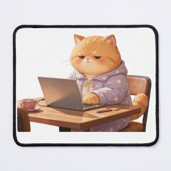 Item preview, Tired Laptop Cat Overworked Burnout designed and sold by Moody Vibes Studio.