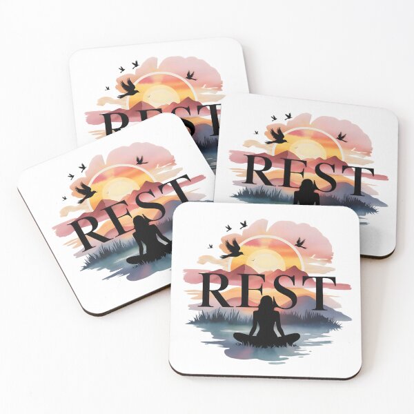 Item preview, REST Meditation Sunset Design | Peaceful Mindfulness Yoga Artwork designed and sold by innerfaith.
