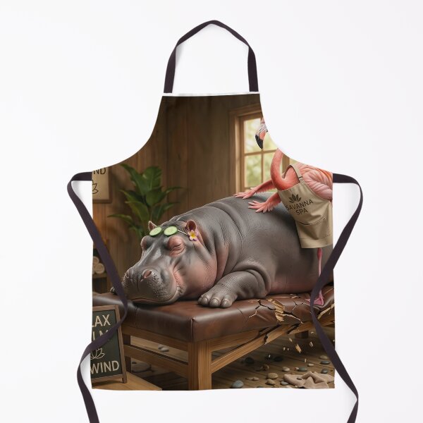 Item preview, Heavy Lifting Funny Hippo and Flamingo Spa Day designed and sold by SoftAuraStudi0.