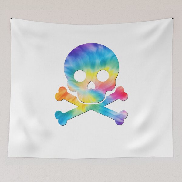 Item preview, Funny Skull and Crossbones Silhouette Pirate Rainbow Tie Dye designed and sold by ZANNIX.