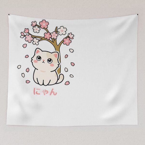 Item preview, Kawaii Neko Cat Sakura Cherry Blossom Japanese designed and sold by JMDesignHub.