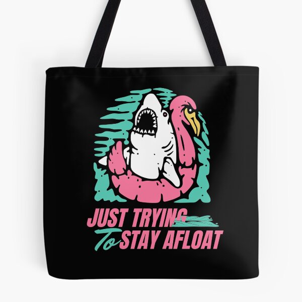Item preview, Trying to Stay Afloat 80’s Summer Shark Pool Anxiety Humor designed and sold by Saroda Studio.