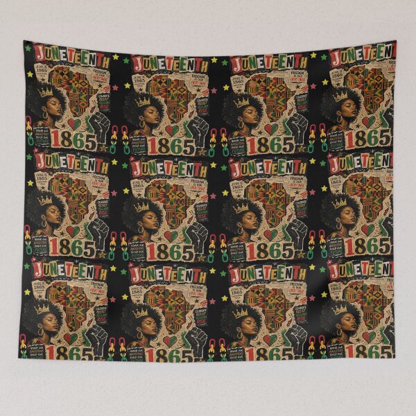 Item preview, Juneteenth 1865 Afro Black Queen | African map | Black power fist designed and sold by Youngkev-arts.