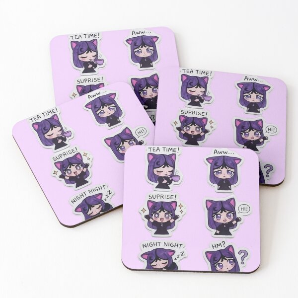 Item preview, Purple Cat Girl Emoji Set - Kawaii Expression Sheet Stickers designed and sold by Evangeline2016.