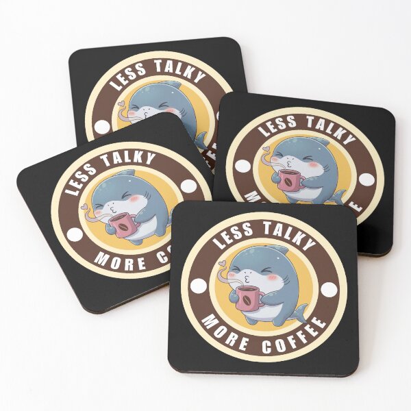 Item preview, Less Talky More Coffee Cute Shark designed and sold by Nature's Chibis.