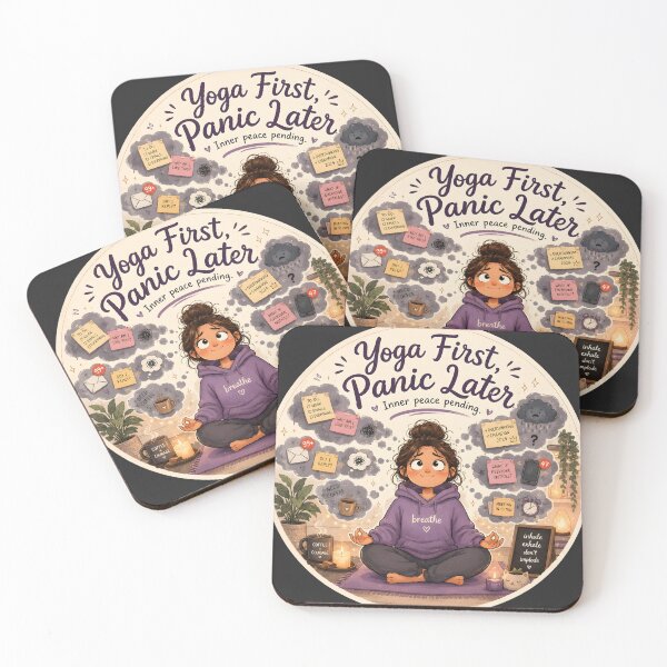 Item preview, Yoga First Panic Later Funny Anxiety Yoga Sticker Cozy Mental Health Humor designed and sold by  Artistry in Motion by MADsrecreation.