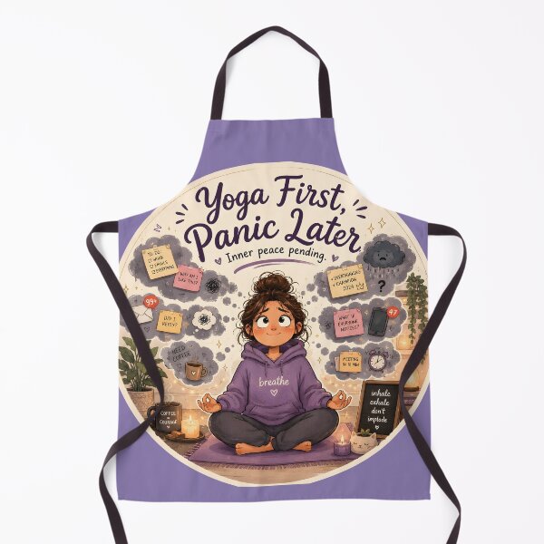 Item preview, Yoga First Panic Later Funny Anxiety Yoga Sticker Cozy Mental Health Humor designed and sold by MAD's Recreation Studio.