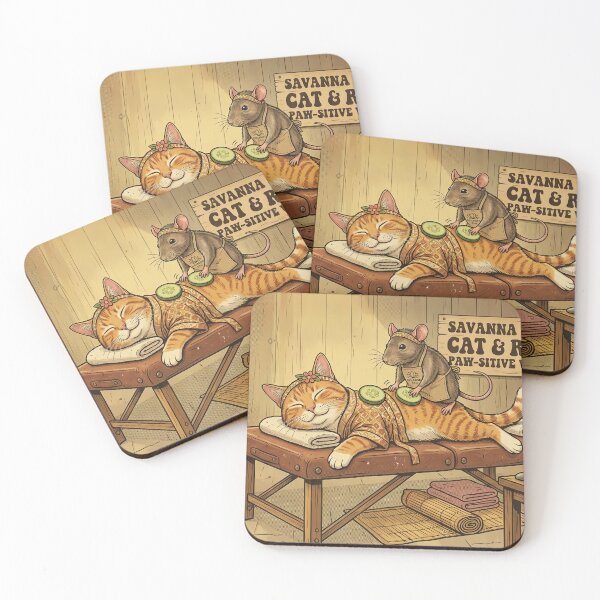 Item preview, Retro 70s Cat and Rat Funny Spa Day designed and sold by SoftAuraStudi0.