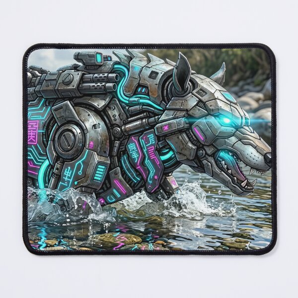 Item preview, Cyberpunk Mecha Rhino in Crystal Waters - Futuristic Sci-Fi Beast designed and sold by Neo Tokio.
