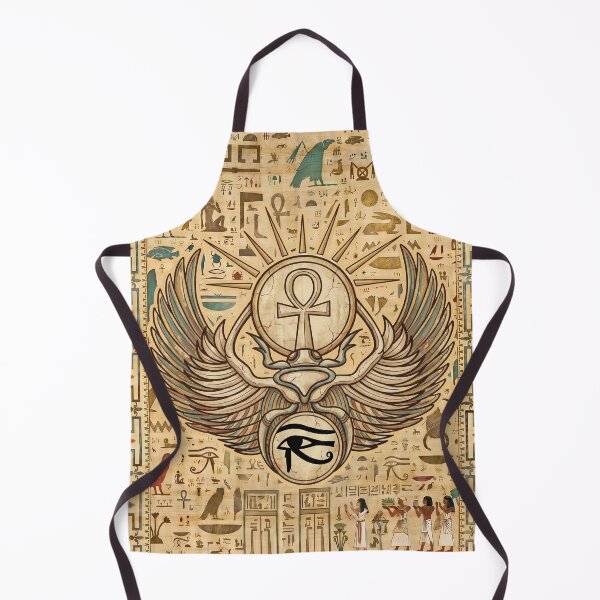 Item preview, Winged Scarab Beetle Ankh - Ancient Egyptian Hieroglyphs Papyrus Art designed and sold by GulfSignature.
