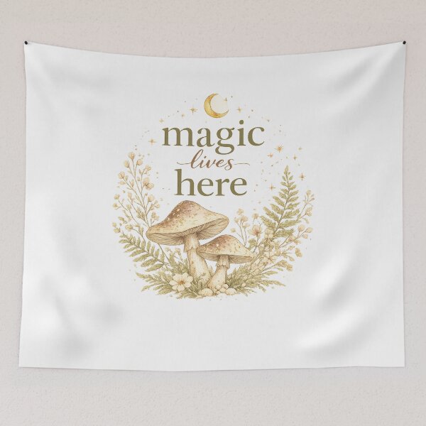Item preview, Magic Lives Here Cottage Witch Gift for Her  Women Mushroom Botanical Shirt designed and sold by DreamelleStudio.