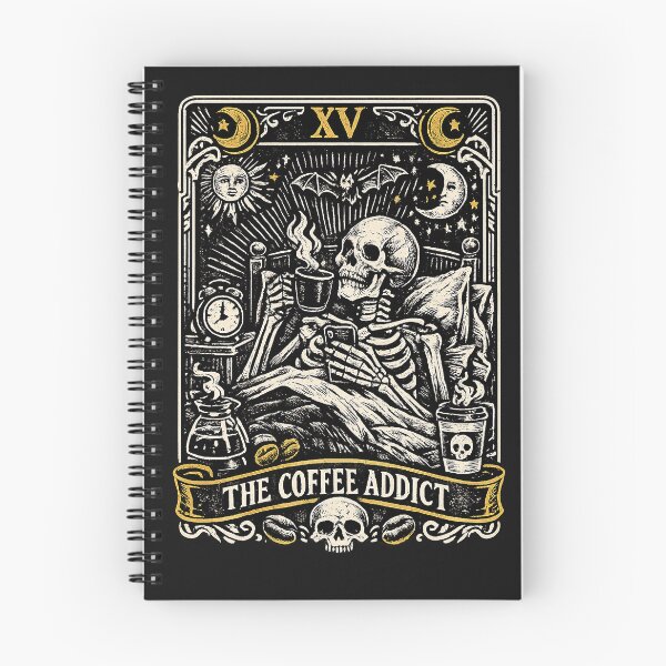 Item preview, The Coffee Addict Tarot Card – Gothic Skeleton Coffee Lover designed and sold by slikar.