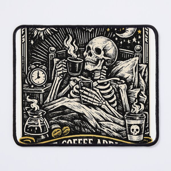 Item preview, The Coffee Addict Tarot Card – Gothic Skeleton Coffee Lover designed and sold by slikar.