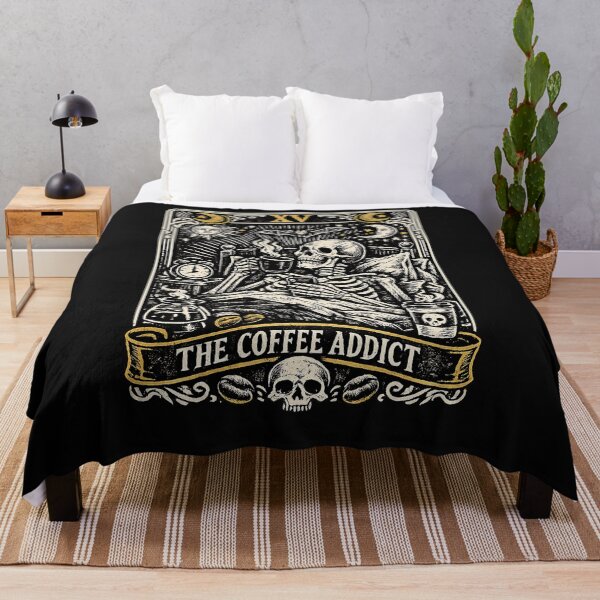 Item preview, The Coffee Addict Tarot Card – Gothic Skeleton Coffee Lover designed and sold by slikar.
