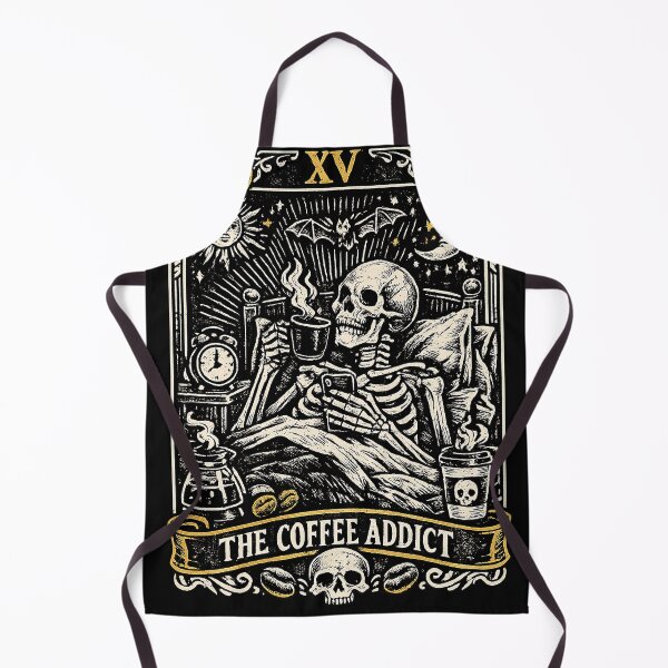 Item preview, The Coffee Addict Tarot Card – Gothic Skeleton Coffee Lover designed and sold by slikar.