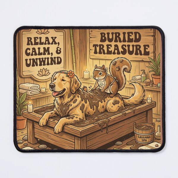 Item preview, Retro 70s Dog and Squirrel Funny Spa Day designed and sold by SoftAuraStudi0.