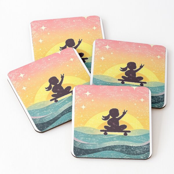 Item preview, Sunset Skate — Skater Girl Sunset Waves Summer Retro designed and sold by MajesticDES.