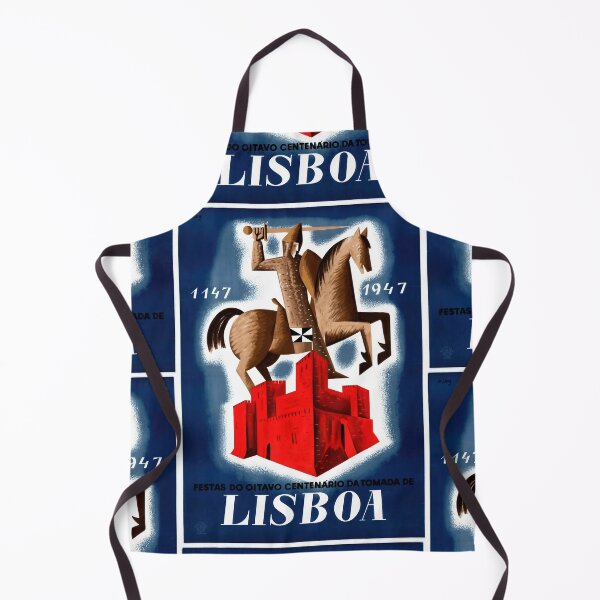 Item preview, Vintage Lisbon Poster | 800th Anniversary Art | Knight & Fortress | Mid-Century Graphic Design | Art Deco Style designed and sold by artofuniverse.