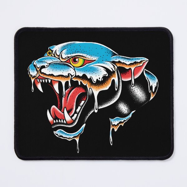 Item preview, Dripping Blue Panther Head - Traditional Tattoo Flash Art designed and sold by Andruzito.