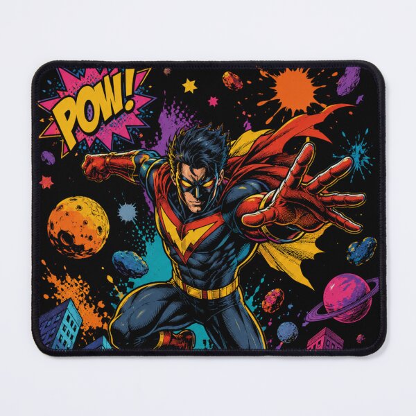 Item preview, Cosmic Pop Art Superhero Retro Comic Design | Neon Action Hero Graphic Tee designed and sold by PLUSHIWORLDtm.