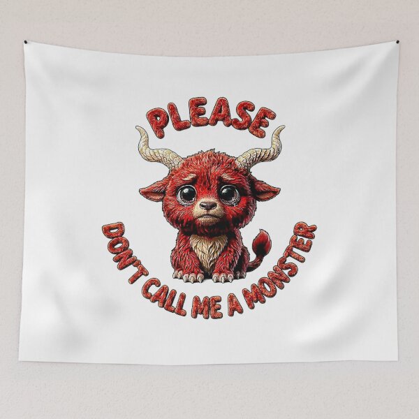 Item preview, Cute Red Monster Sad Eyes Sticker  designed and sold by mackyartsstudio.