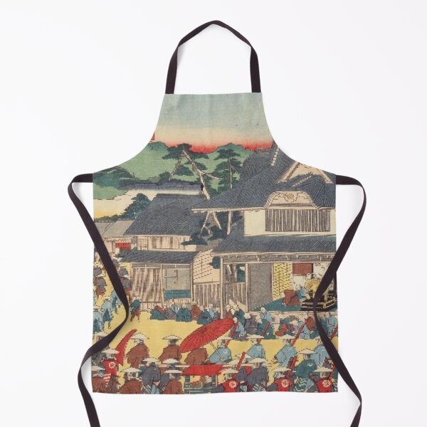 Item preview, Odawara Street Market – Vintage Ukiyo-e Japanese Town Scene designed and sold by vekotpu.
