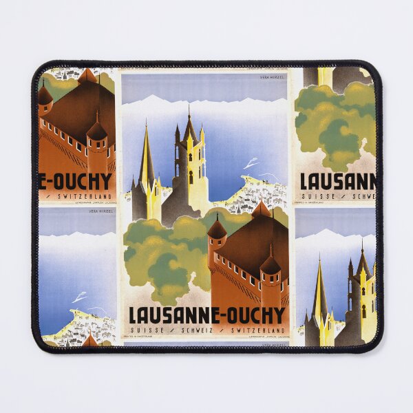 Item preview, Vintage Lausanne-Ouchy Travel Poster | Art Deco Lithograph by Vera Hirzel | Swiss Tourism Art | 1920s-1940s Retro Wall Decor designed and sold by artofuniverse.