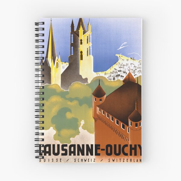Item preview, Vintage Lausanne-Ouchy Travel Poster | Art Deco Lithograph by Vera Hirzel | Swiss Tourism Art | 1920s-1940s Retro Wall Decor designed and sold by artofuniverse.