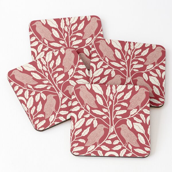 Item preview, Crimson Crows — Dark Botanical Damask Folk Art designed and sold by Ema Tudose.