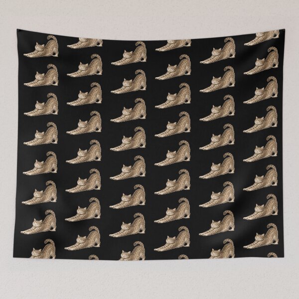 Item preview, Beautiful Tartarian Royal Cat - Cat Stretching on Black - Visualise Invisible designed and sold by VisualiseIt.