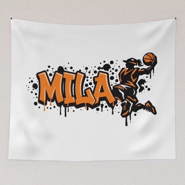 Item preview, Graffitti Drip Basket First Name Mila designed and sold by digital.stickerperso.com.