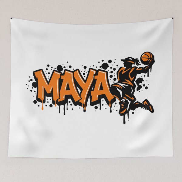 Item preview, Graffiti Drip Painting Basketball First Name Maya designed and sold by digital.stickerperso.com.