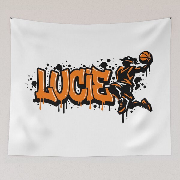 Item preview, Graffiti Drip Painting Basketball First Name Lucie designed and sold by digital.stickerperso.com.